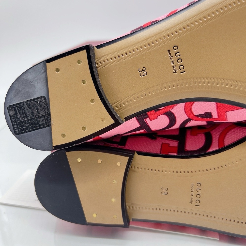 Gucci Jordaan Womens Horsebit Flat Loafer Pink Canvas LOGO EU 39 US 9 $990 - Picture 11 of 15